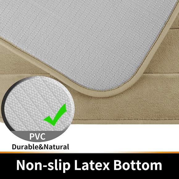 Yimobra Memory Foam Bath Mat Set of 2 44x24 and 24x17‎ Machine Washable Camel - Picture 4 of 10